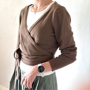 MICHAEL KORS COLLECTION Brown Wrap Cardigan🌸